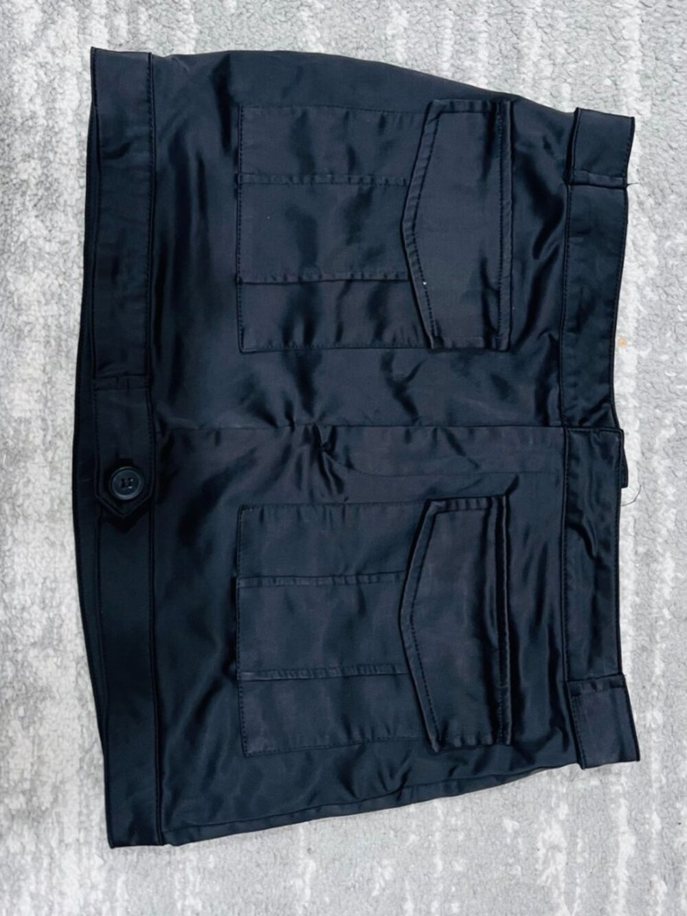 Zara Black Satin Cargo Utility Mini Skirt Y2K Size M 28